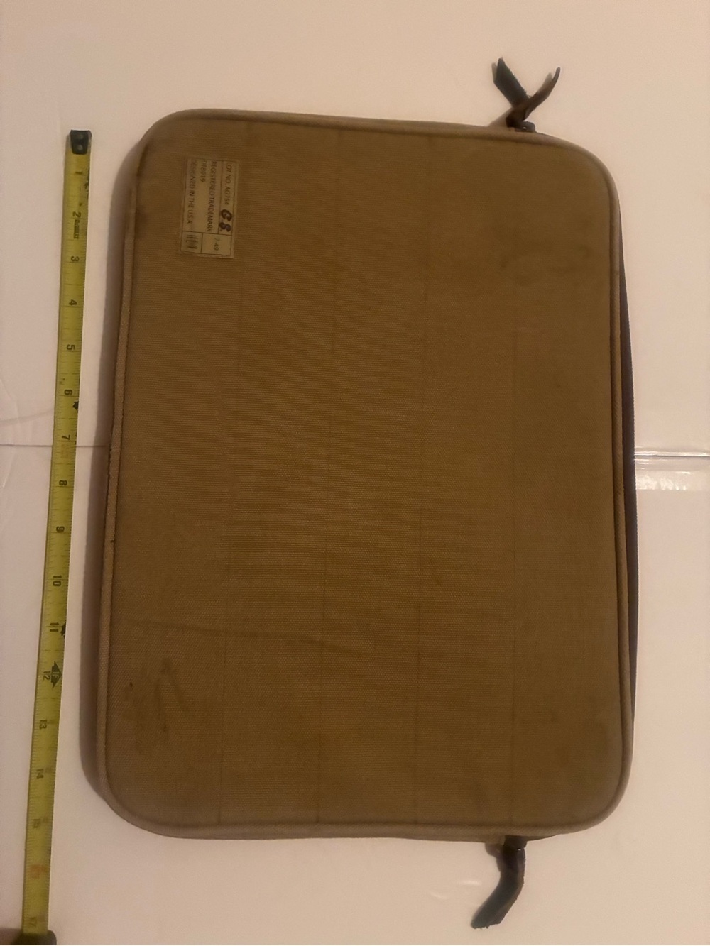 Canvas Tech Sleeve in Olive/Tan 15 inch